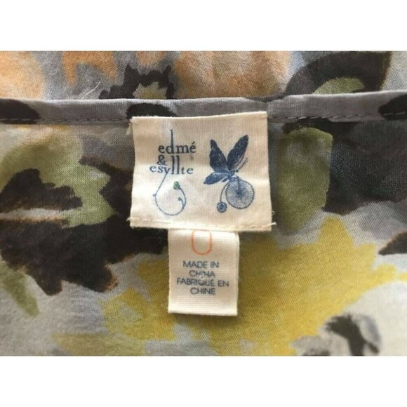 ANTHROPOLOGIE Edme & Esyllte 100% Silk Blouse Top Size S Semi Sheer Gray Floral - Picture 6 of 7